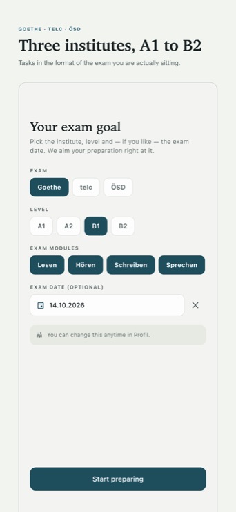 Choosing the institute, the level and the exam date
